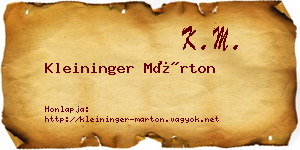 Kleininger Márton névjegykártya